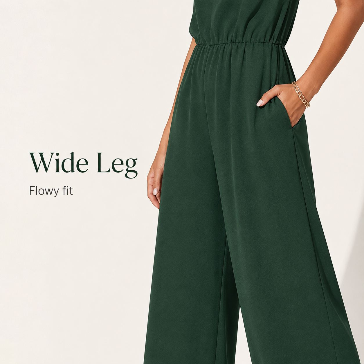 Wide leg and elastic waist detail