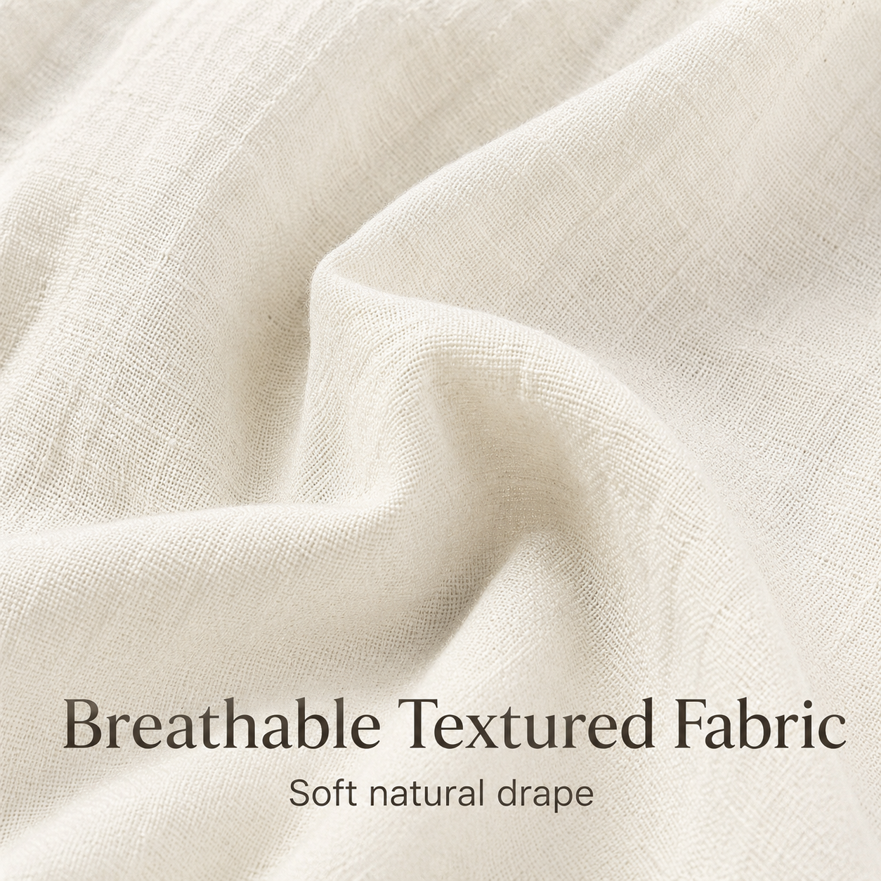 Lightweight woven linen look fabric texture close view