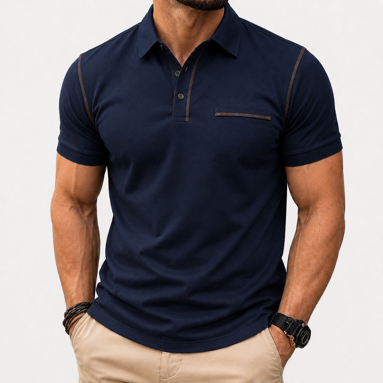 Men's polo shirt in navy blue
