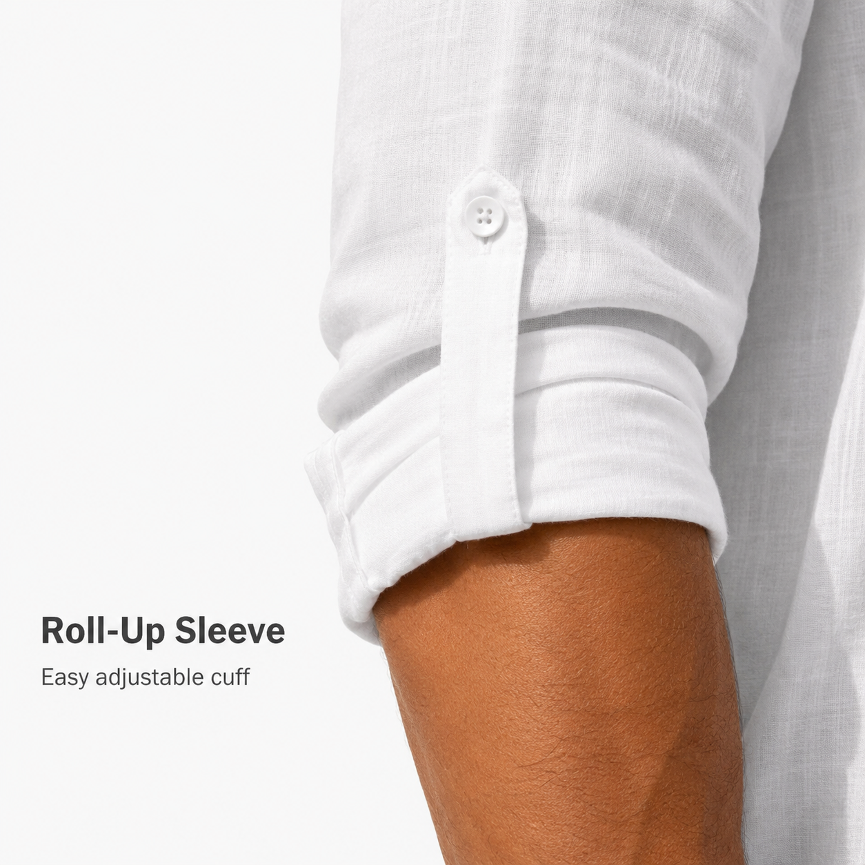 Roll-up sleeve tab and cuff detail