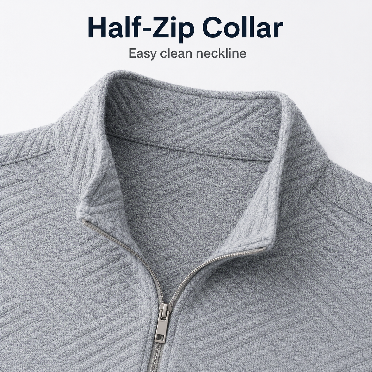 Half-zip collar detail on men's textured set