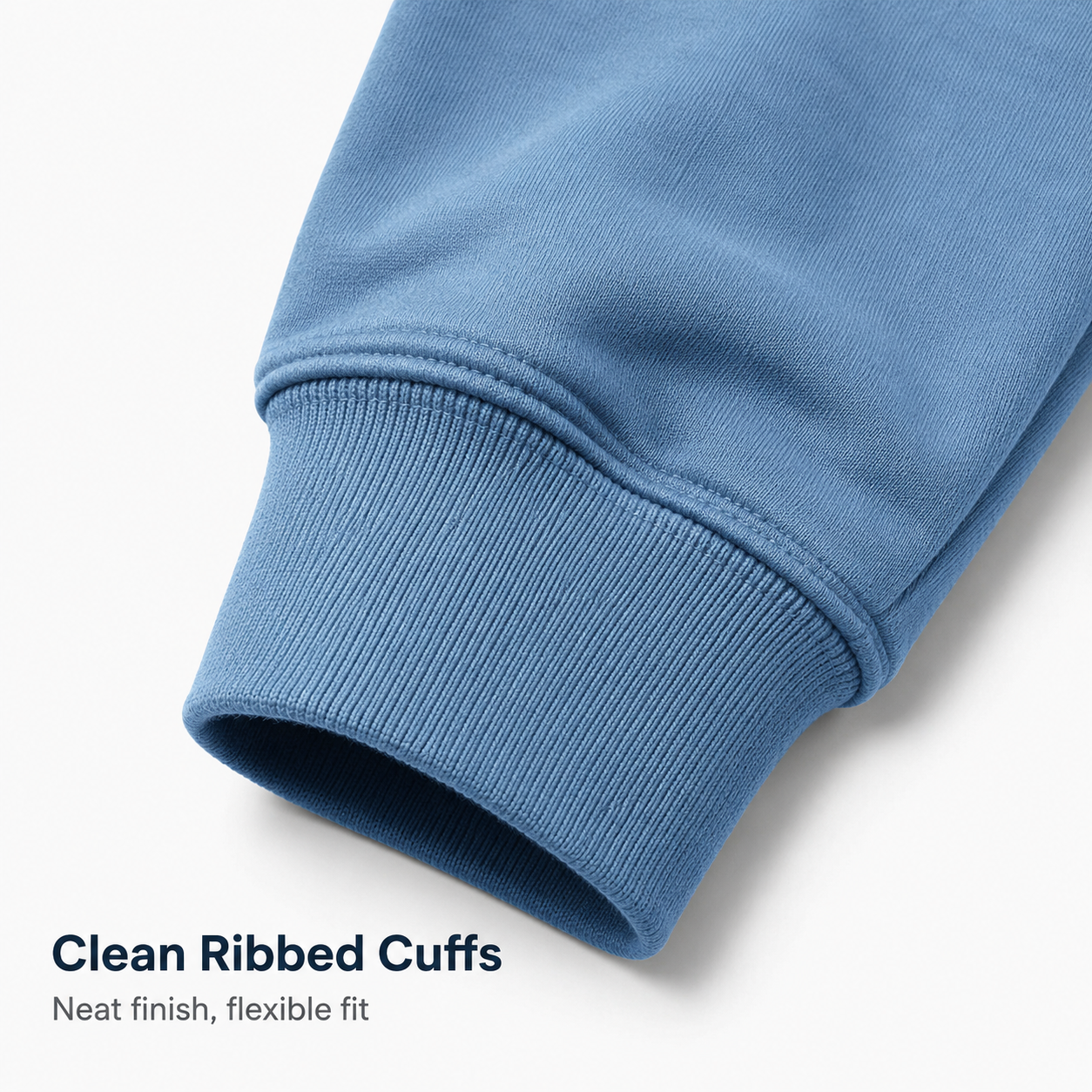 Clean ribbed cuff detail on mens quarter zip pullover