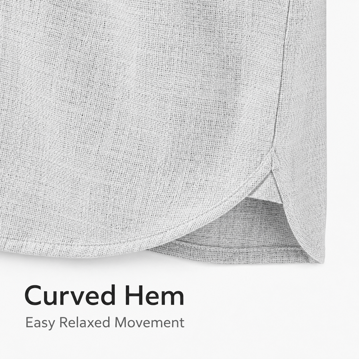 Curved hem and side opening detail