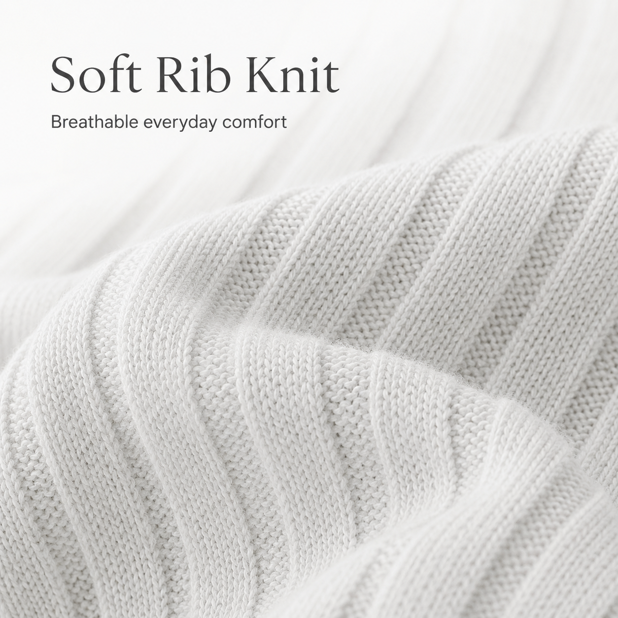 Soft rib knit fabric texture detail