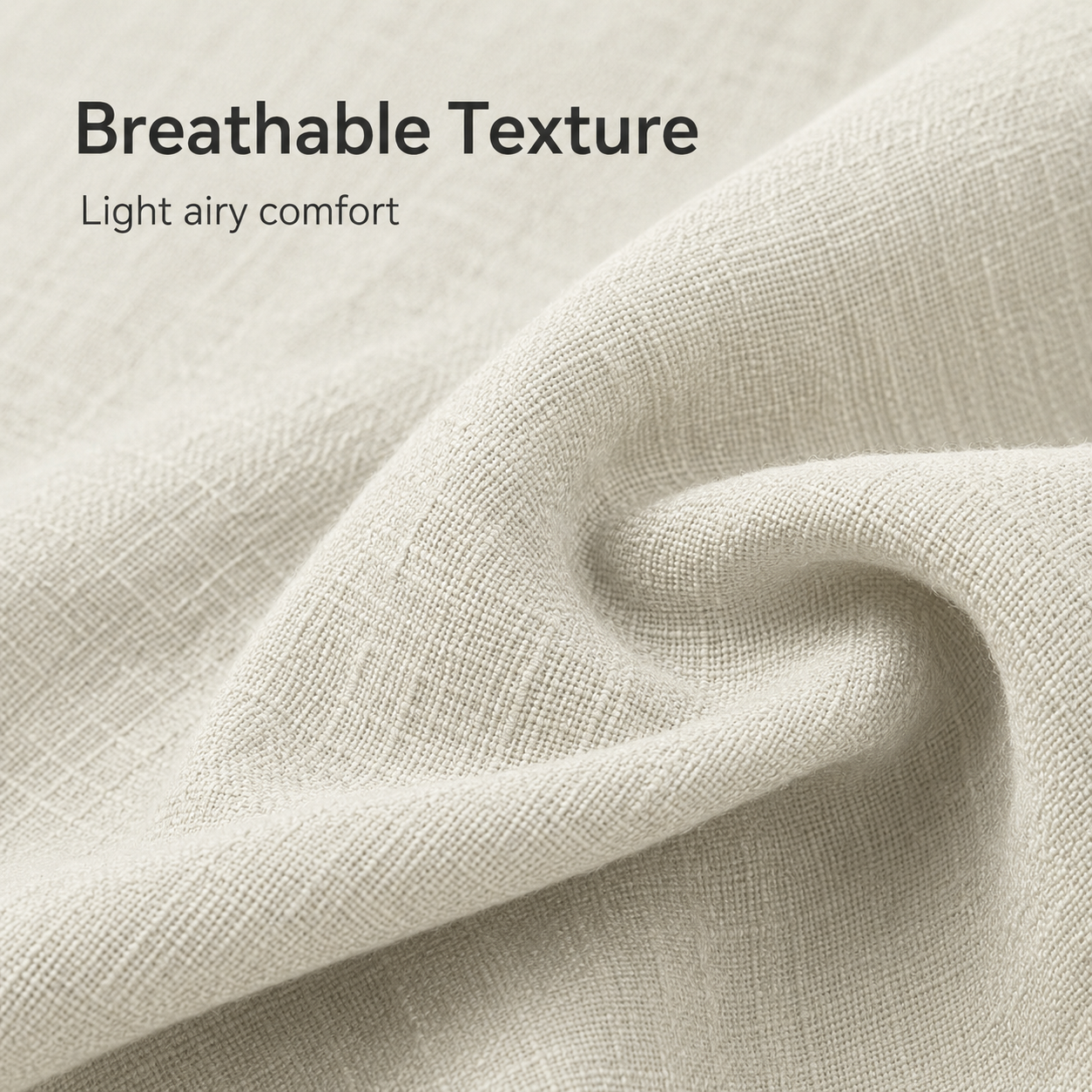 Close up of breathable linen look woven texture
