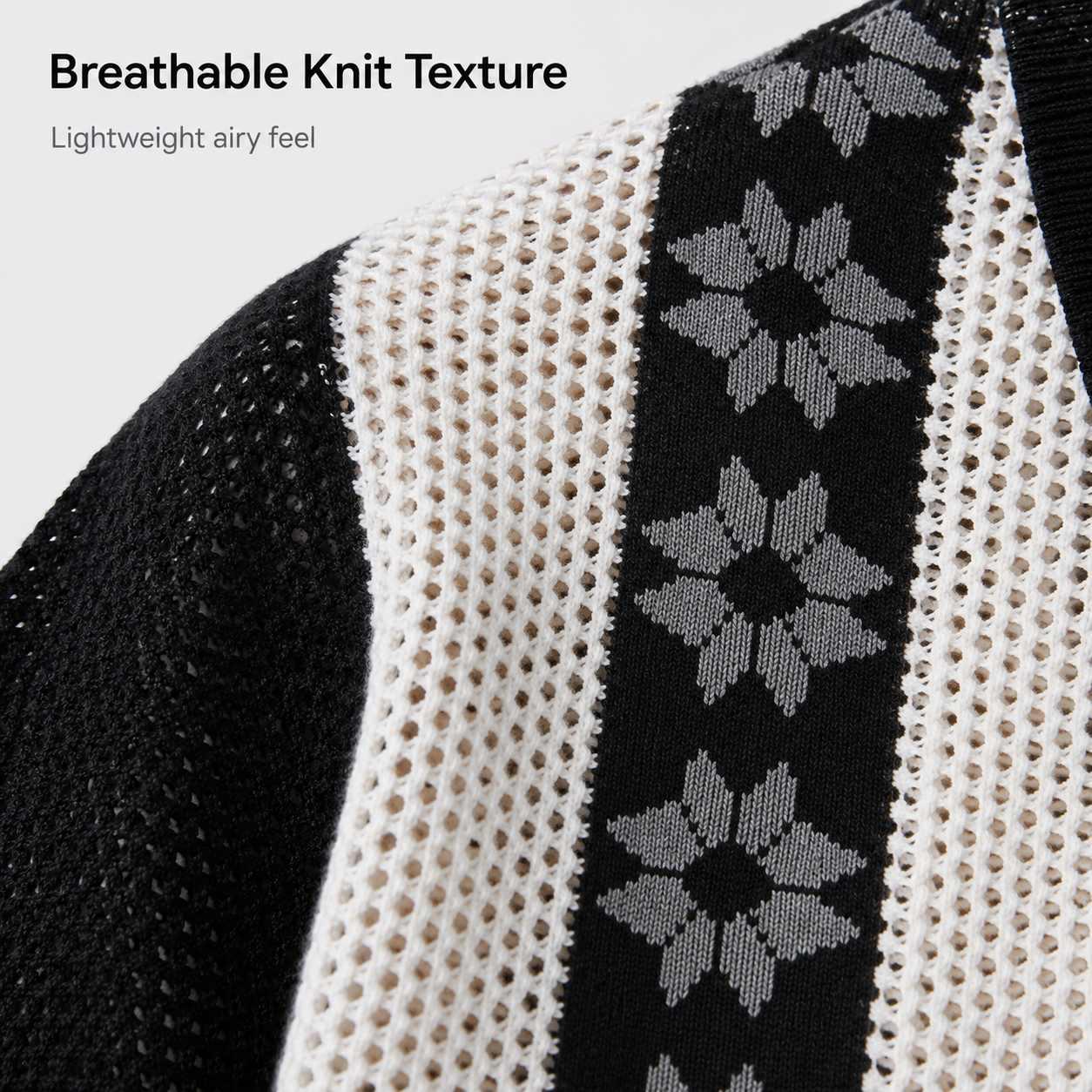 Breathable textured knit fabric close up