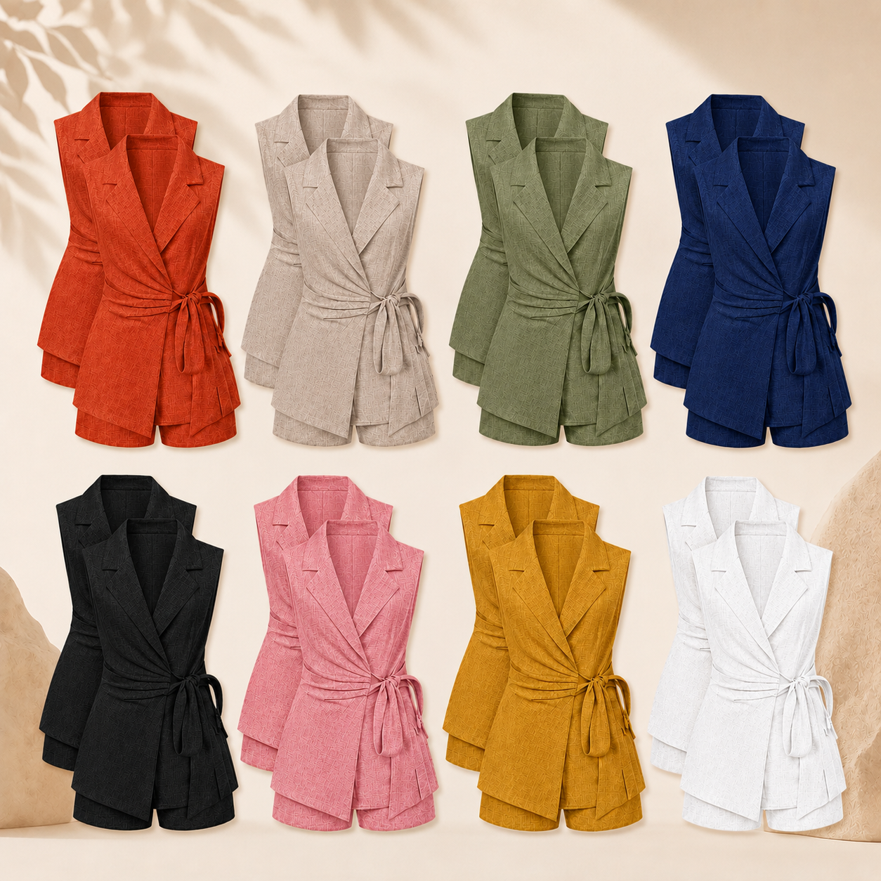 Sleeveless Wrap Blazer Romper 8-Pack and 16-Pack