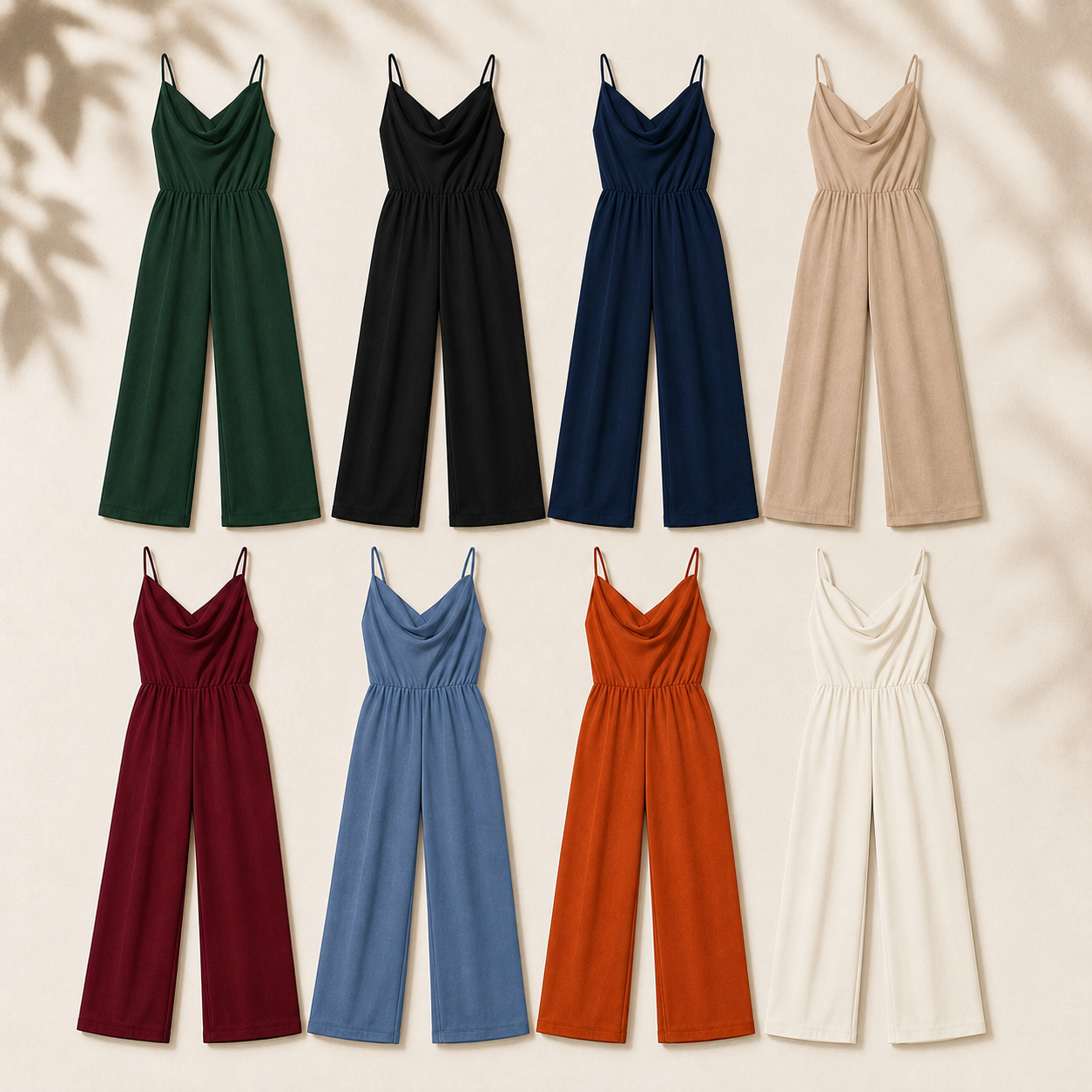 Women's Cowl Neck Wide Leg Jumpsuit Bundle