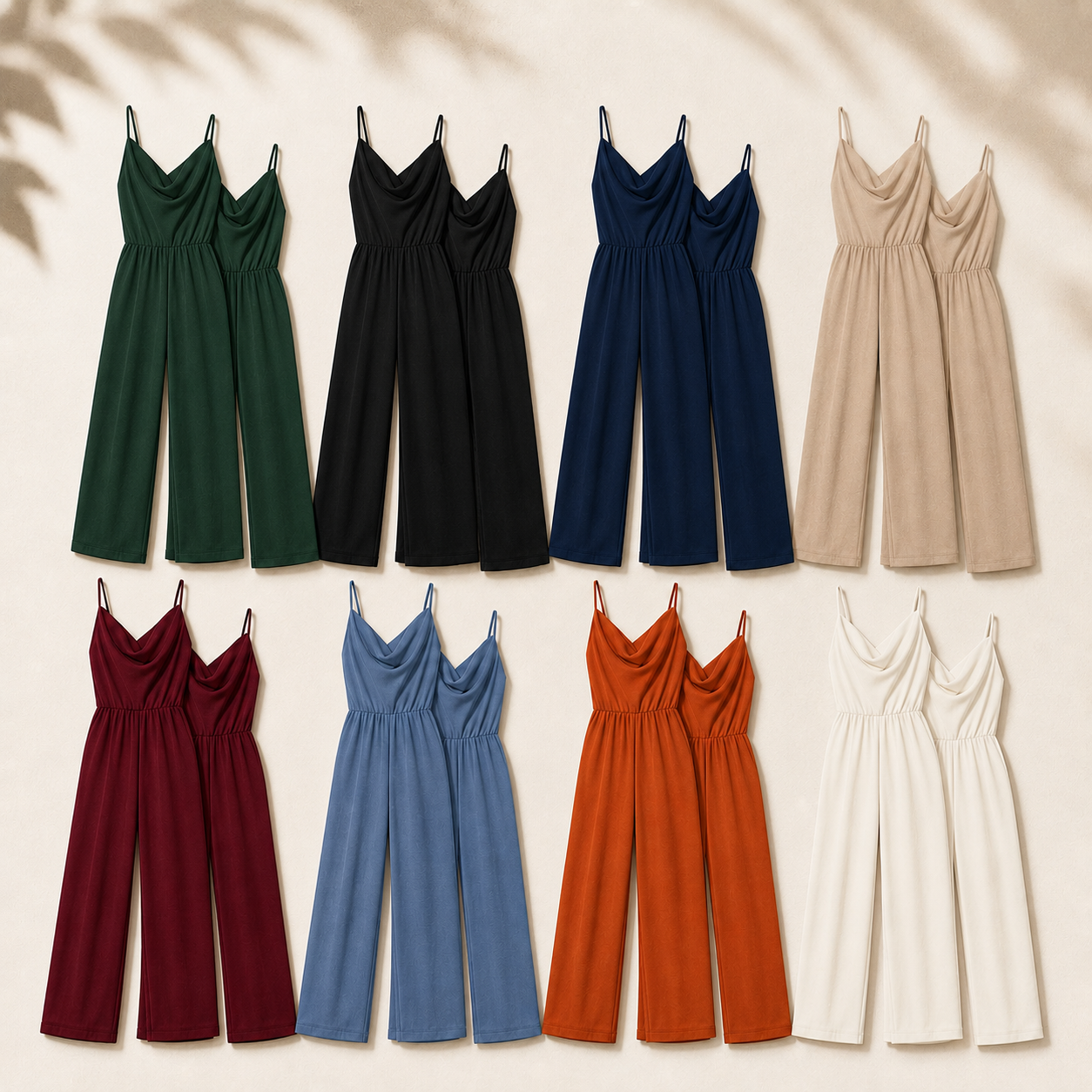 Women's Cowl Neck Wide Leg Jumpsuit Bundle