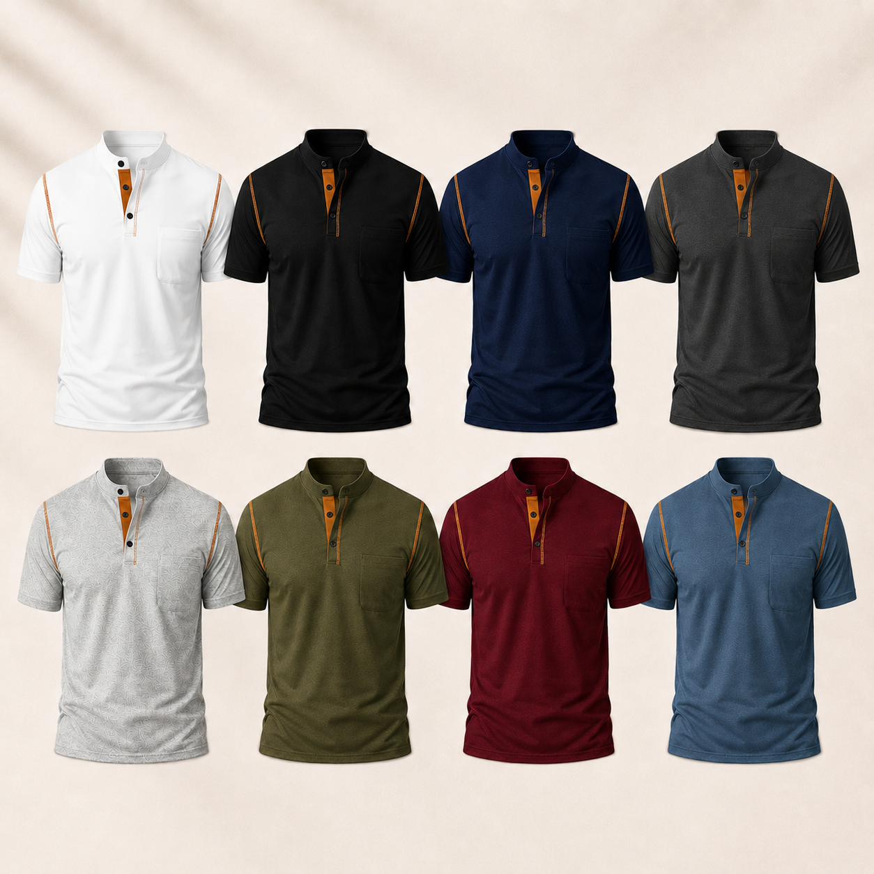 Men's Short Sleeve Henley Shirt Multi-Pack