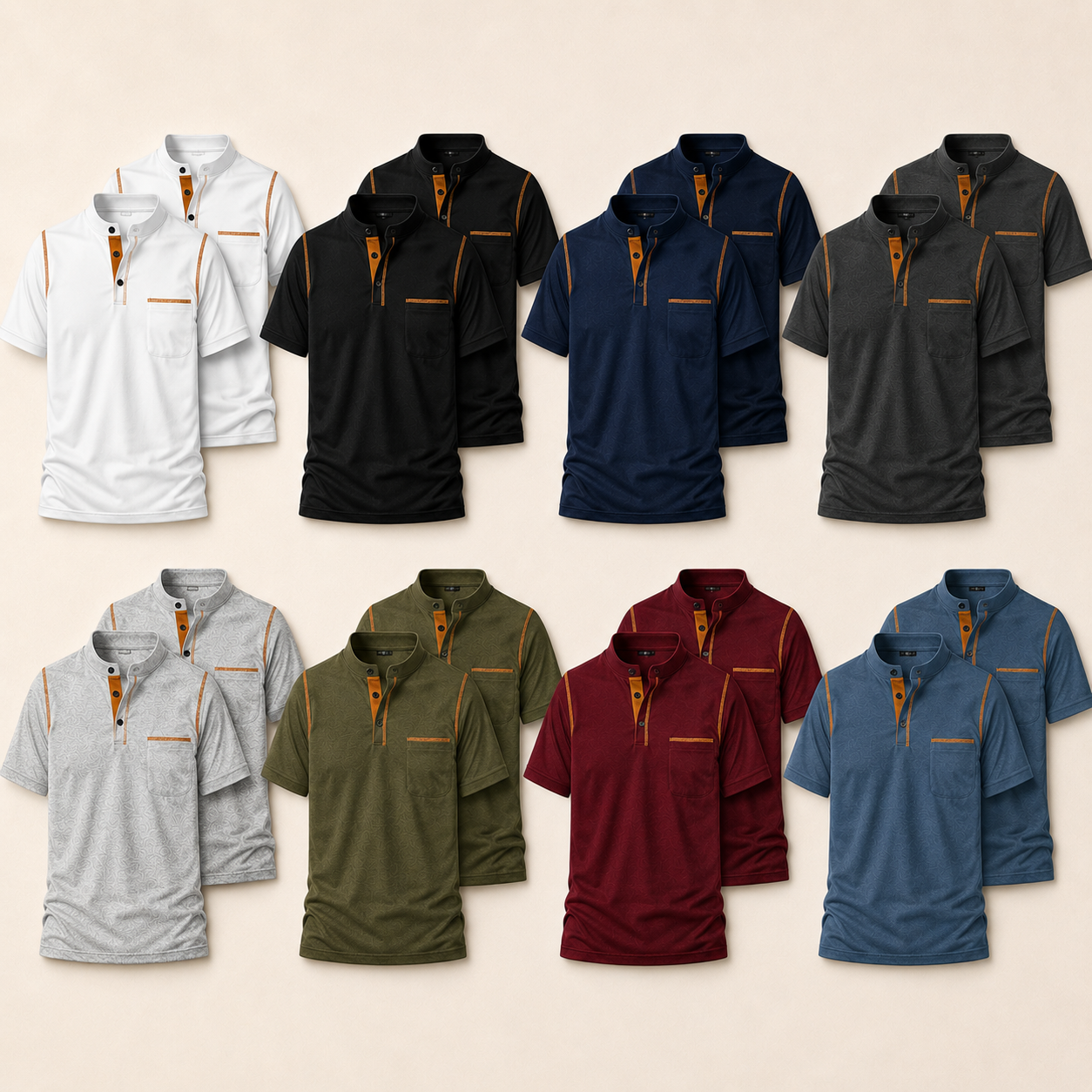 Men's Short Sleeve Henley Shirt Multi-Pack