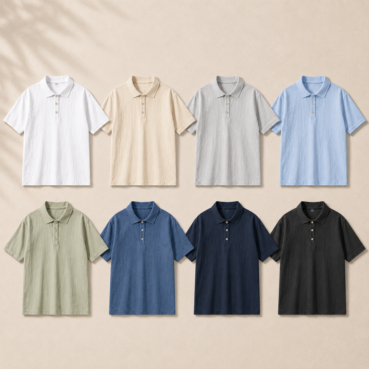 Men's Textured Short Sleeve Polo Shirt Pack