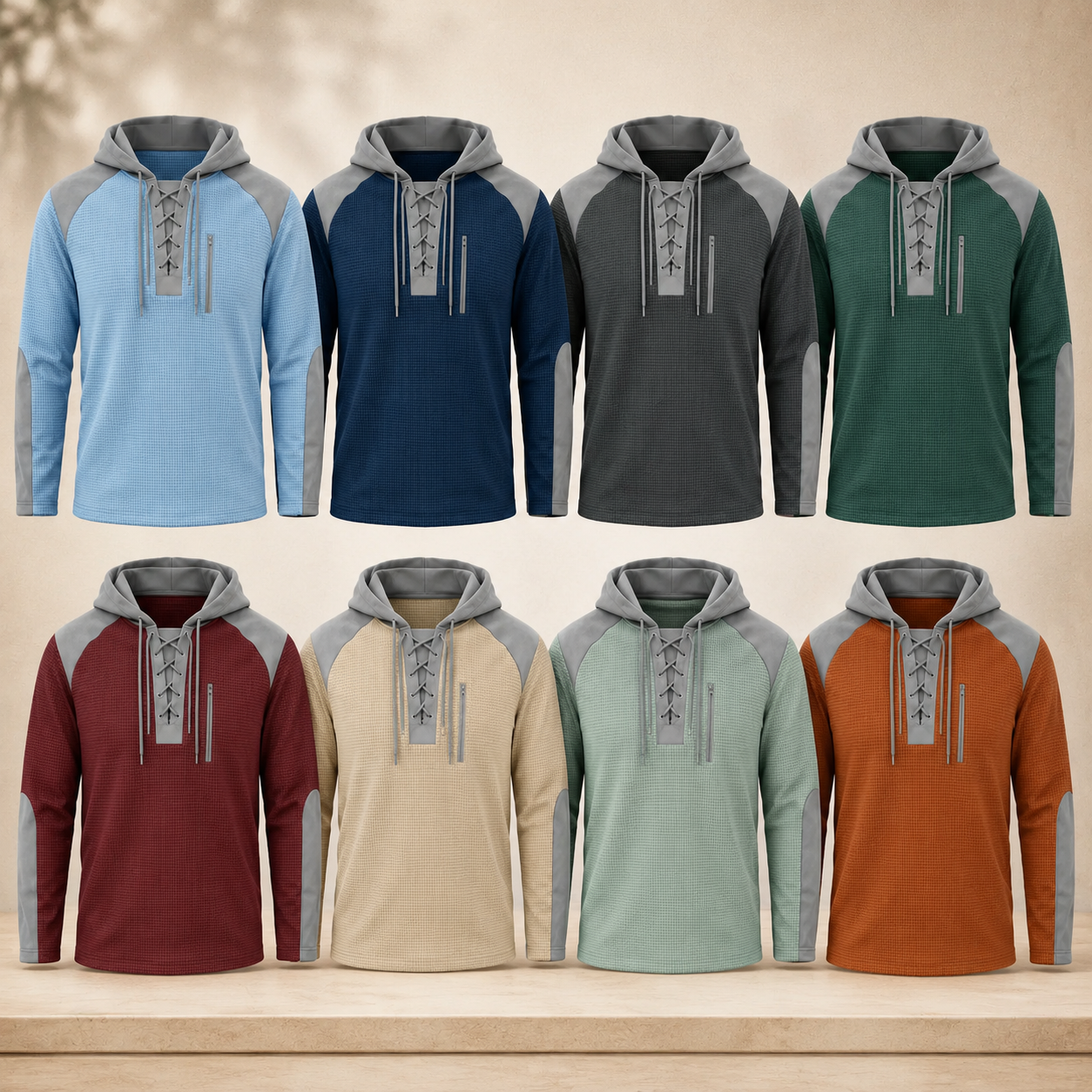 Men's Textured Lace-Up Hoodie Multi-Pack