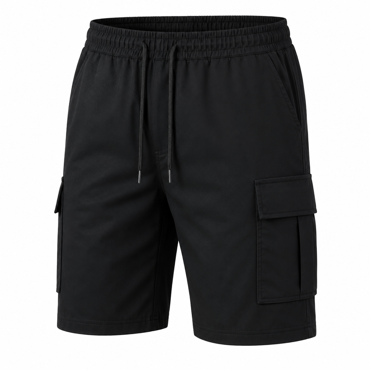 Men’s summer cargo shorts available in  eight colors; multi-pocket design with an adjustable drawstring waist; versatile for outdoor travel and everyday home wear; 5-inch inseam men’s shorts.