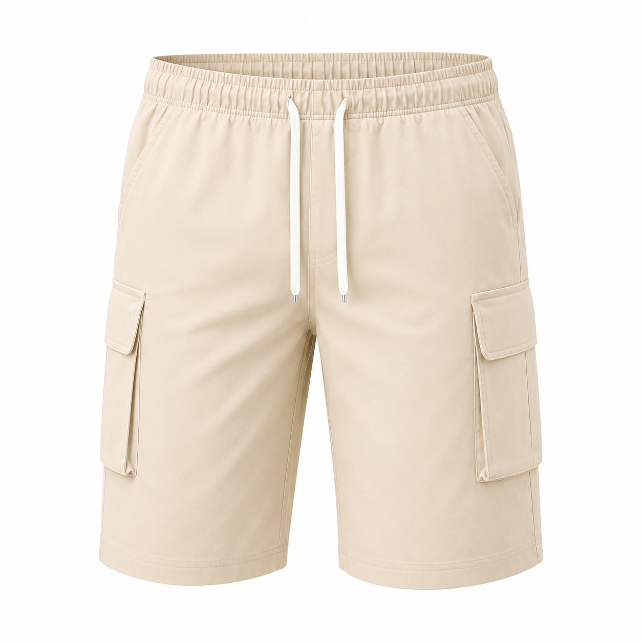 Men’s summer cargo shorts available in  eight colors; multi-pocket design with an adjustable drawstring waist; versatile for outdoor travel and everyday home wear; 5-inch inseam men’s shorts.