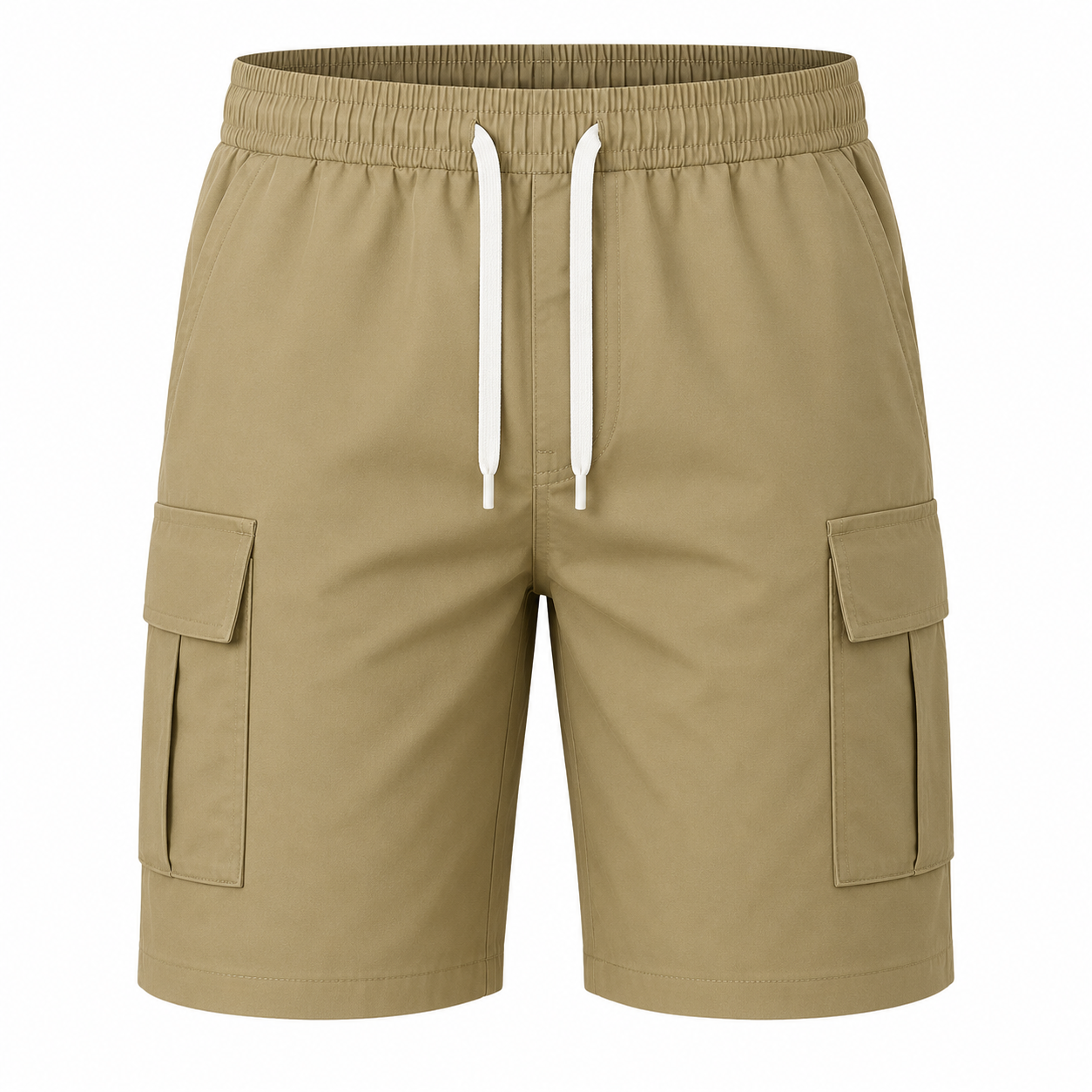 Men’s summer cargo shorts available in  eight colors; multi-pocket design with an adjustable drawstring waist; versatile for outdoor travel and everyday home wear; 5-inch inseam men’s shorts.