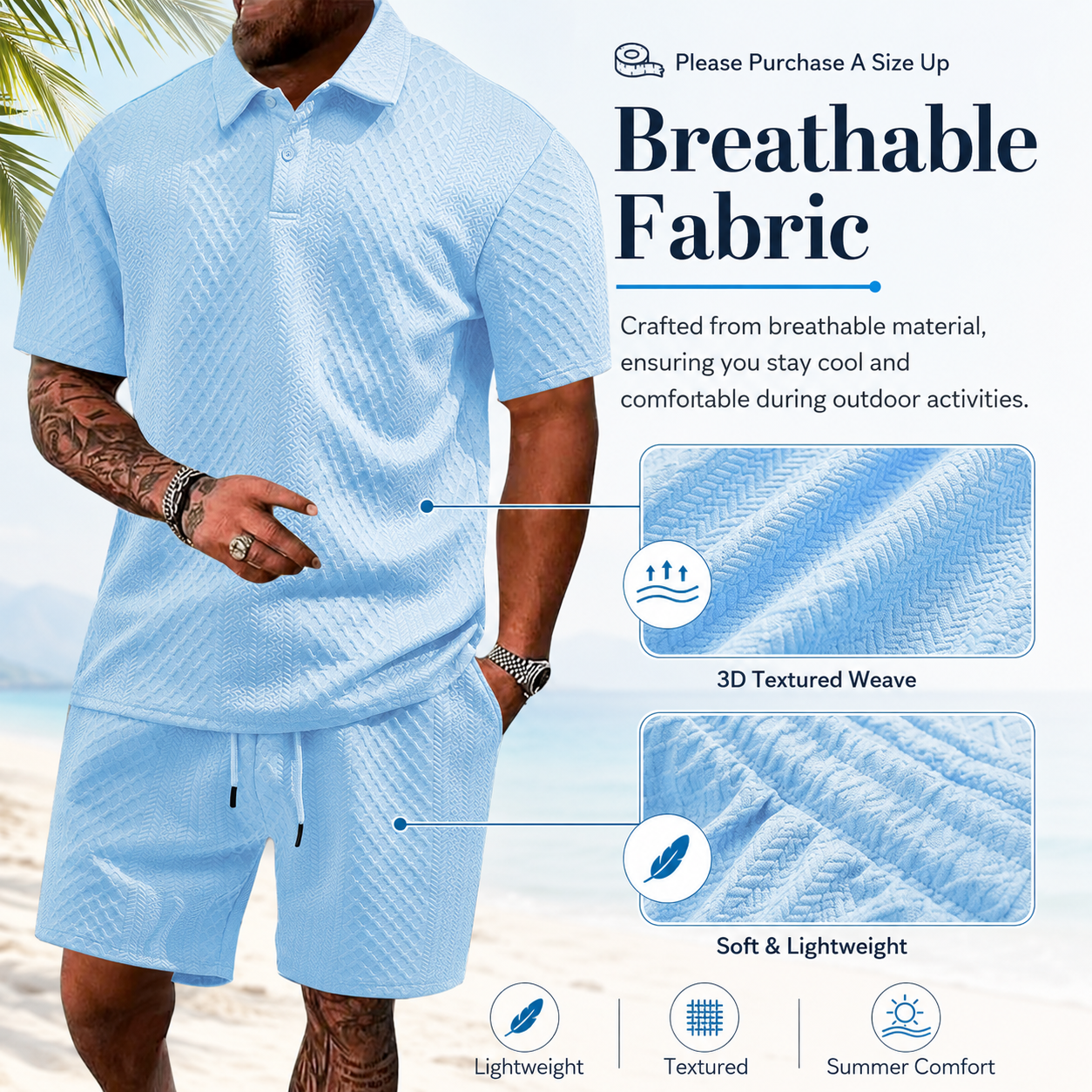 Men's Solid Polo Shirt & Drawstring Waist Shorts Set (8-Pack）