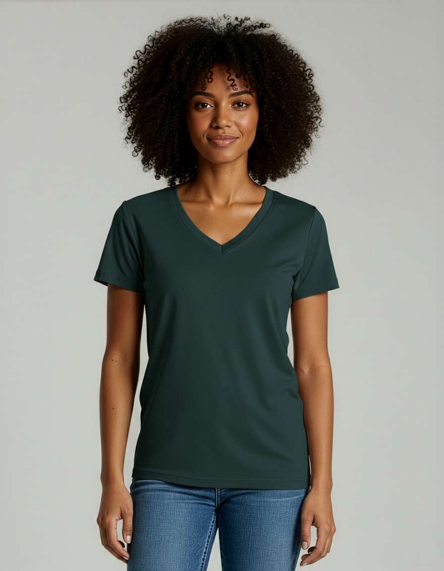 4 Pack: Women's Short-Sleeve V-Neck T-Shirt (Available in Plus Size)