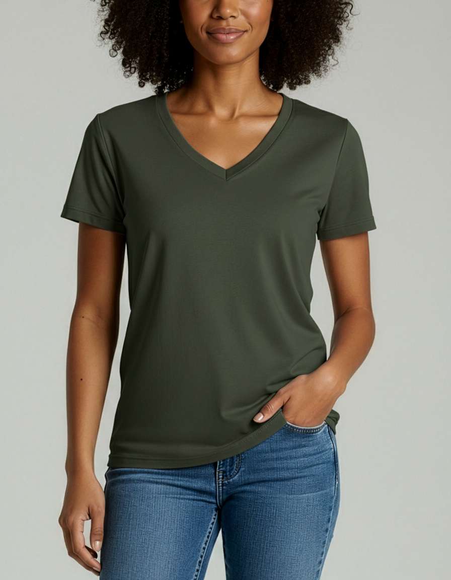 4 Pack: Women's Short-Sleeve V-Neck T-Shirt (Available in Plus Size)
