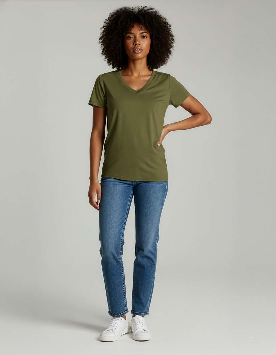 4 Pack: Women's Short-Sleeve V-Neck T-Shirt (Available in Plus Size)