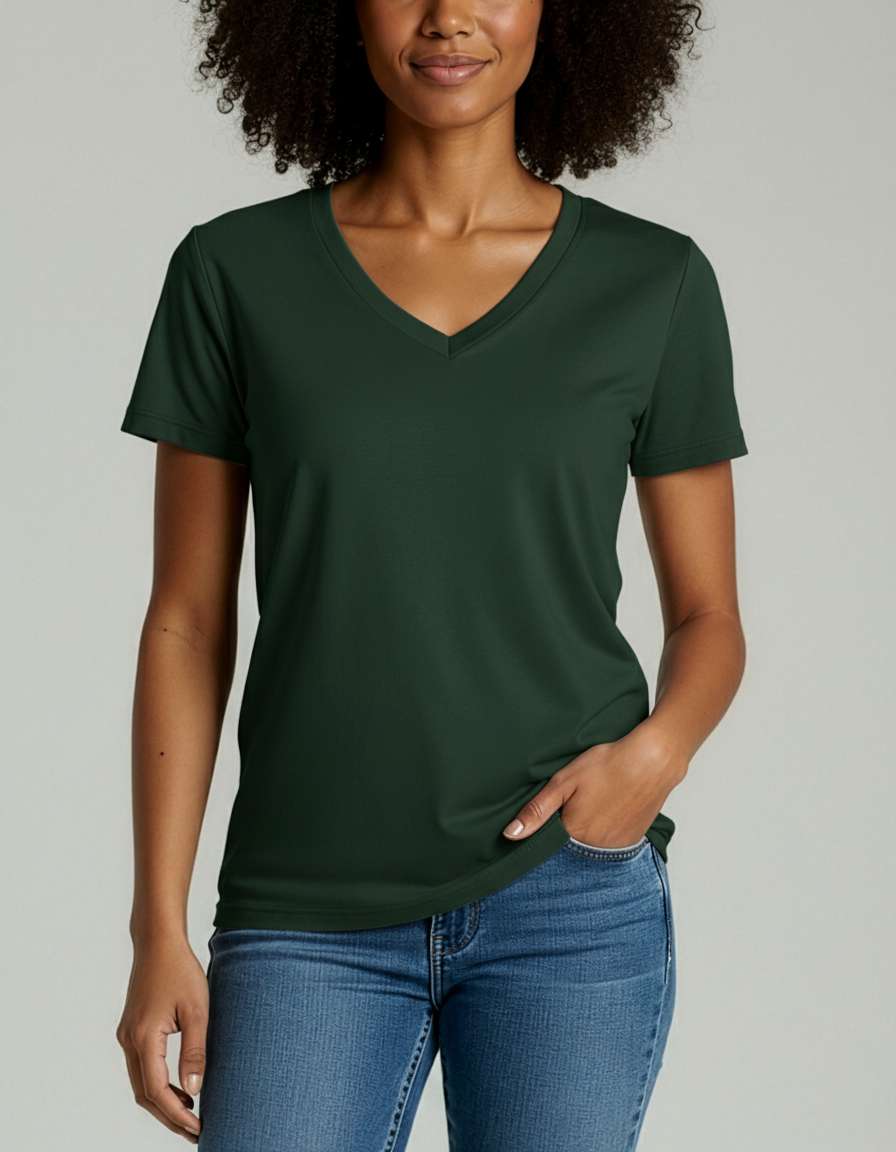 4 Pack: Women's Short-Sleeve V-Neck T-Shirt (Available in Plus Size)