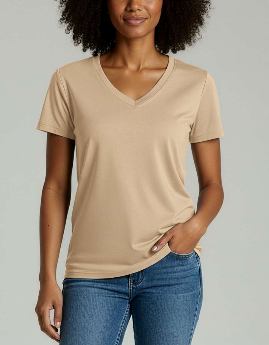 4 Pack: Women's Short-Sleeve V-Neck T-Shirt (Available in Plus Size)