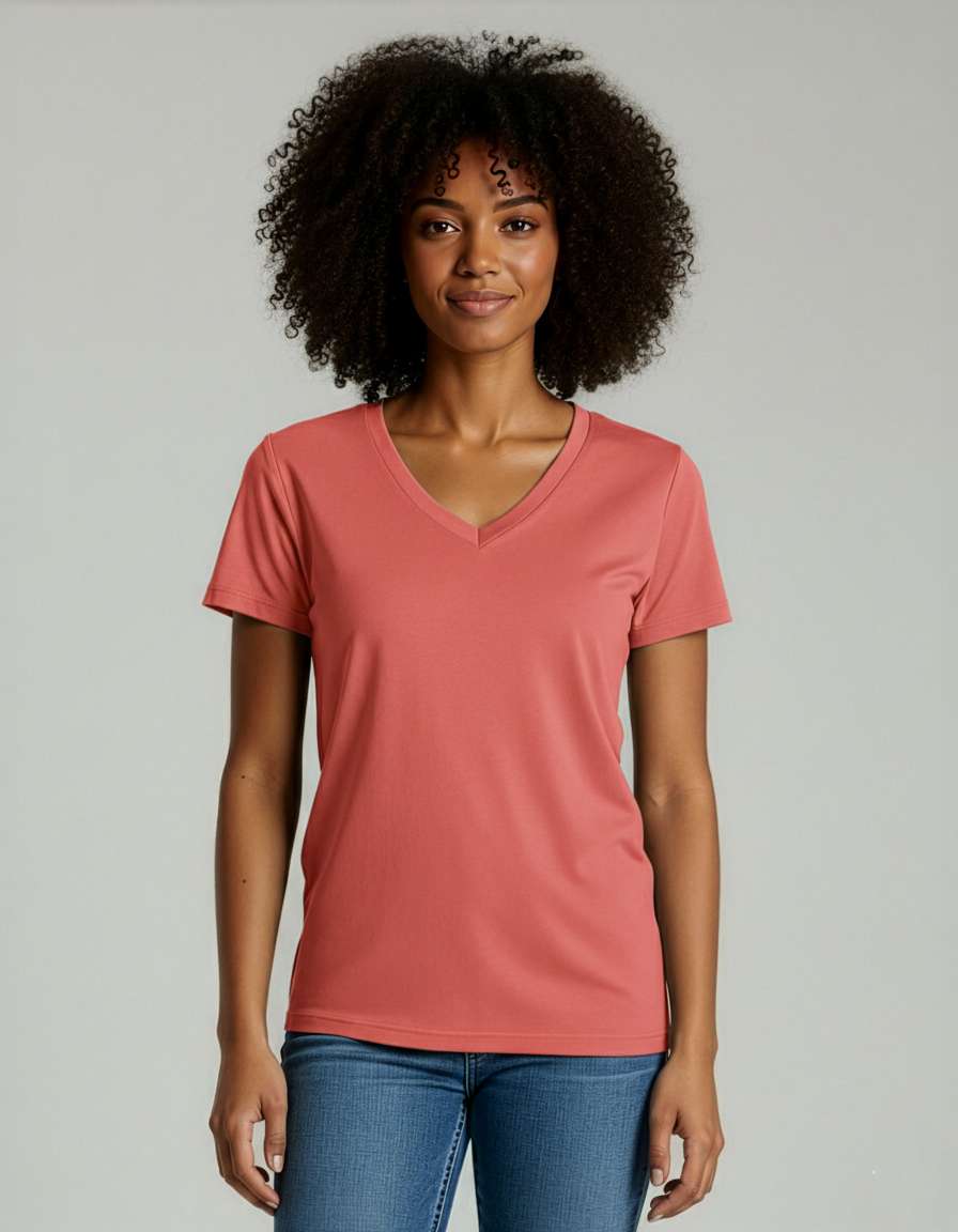 4 Pack: Women's Short-Sleeve V-Neck T-Shirt (Available in Plus Size)