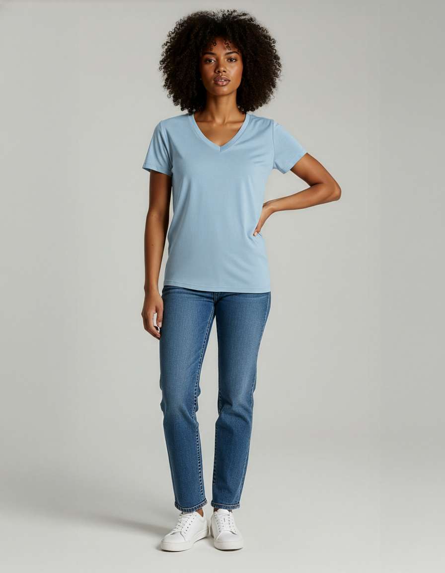 4 Pack: Women's Short-Sleeve V-Neck T-Shirt (Available in Plus Size)