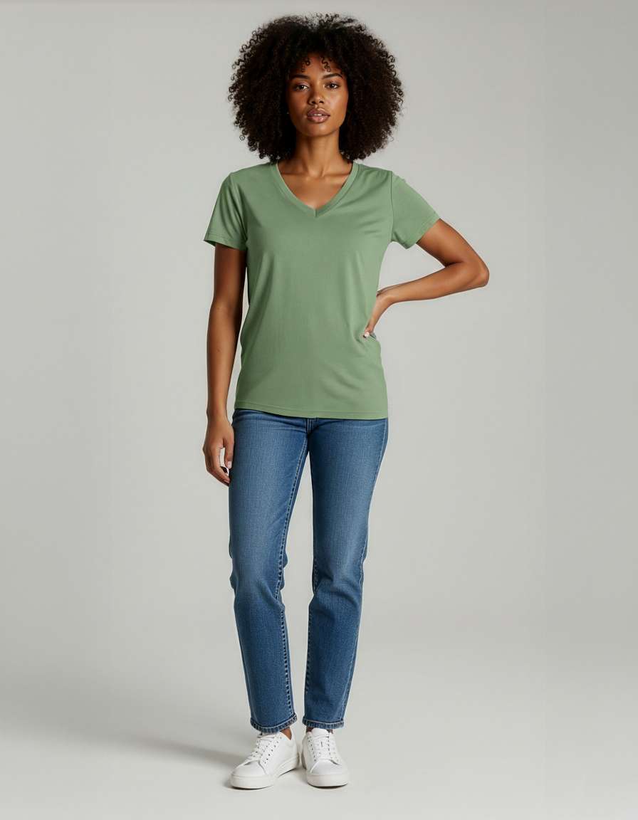 4 Pack: Women's Short-Sleeve V-Neck T-Shirt (Available in Plus Size)