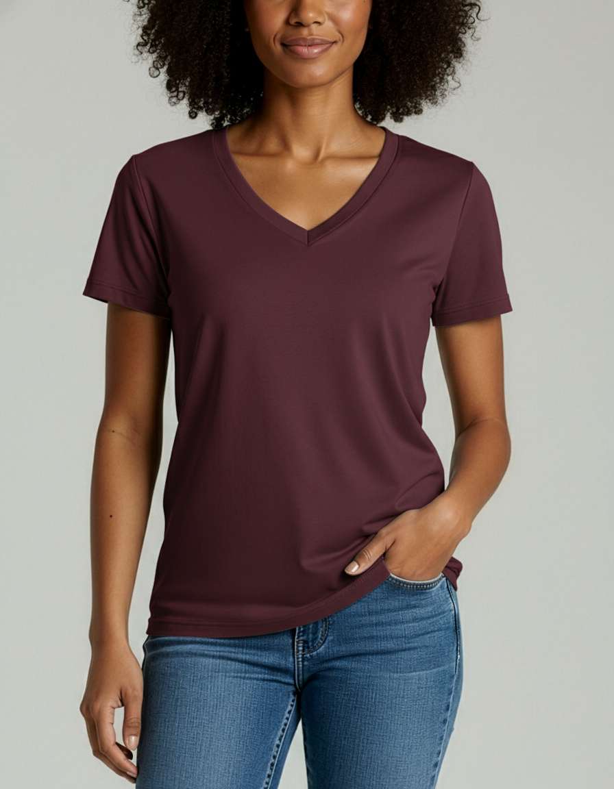 4 Pack: Women's Short-Sleeve V-Neck T-Shirt (Available in Plus Size)