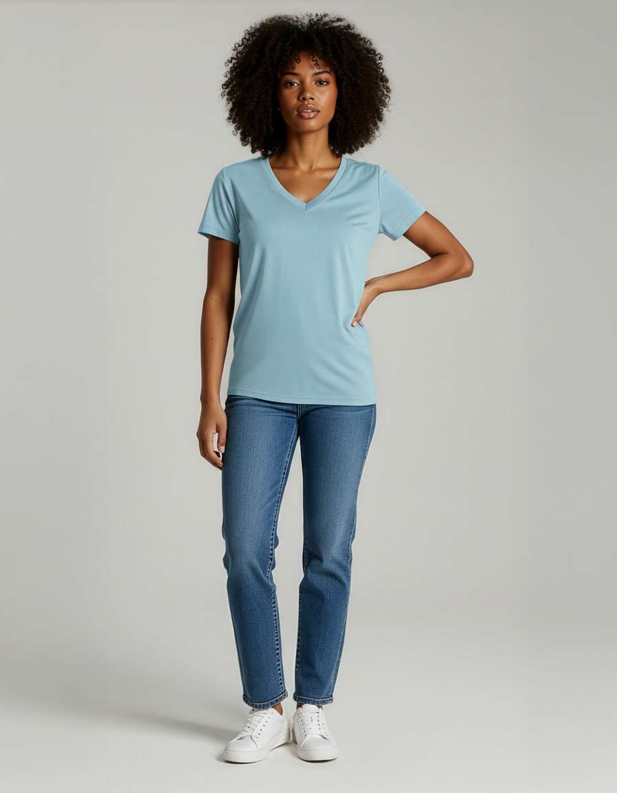 4 Pack: Women's Short-Sleeve V-Neck T-Shirt (Available in Plus Size)