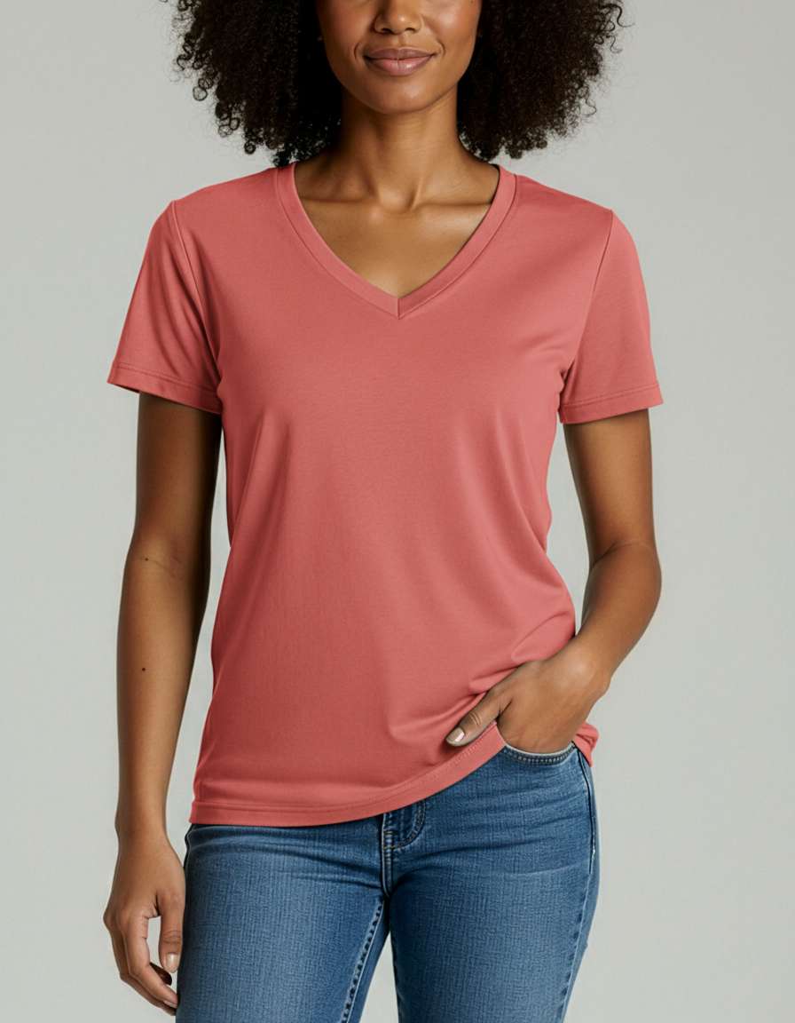 4 Pack: Women's Short-Sleeve V-Neck T-Shirt (Available in Plus Size)