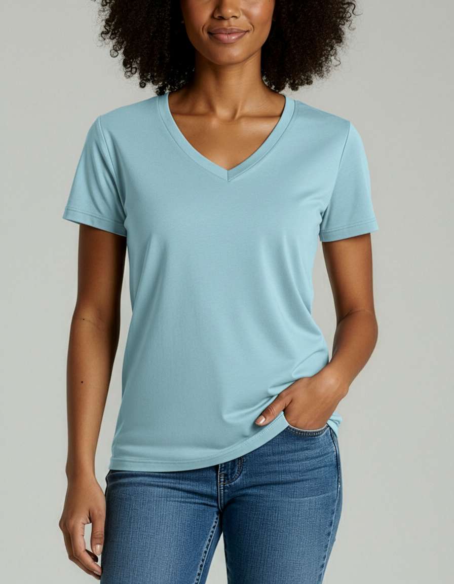 4 Pack: Women's Short-Sleeve V-Neck T-Shirt (Available in Plus Size)