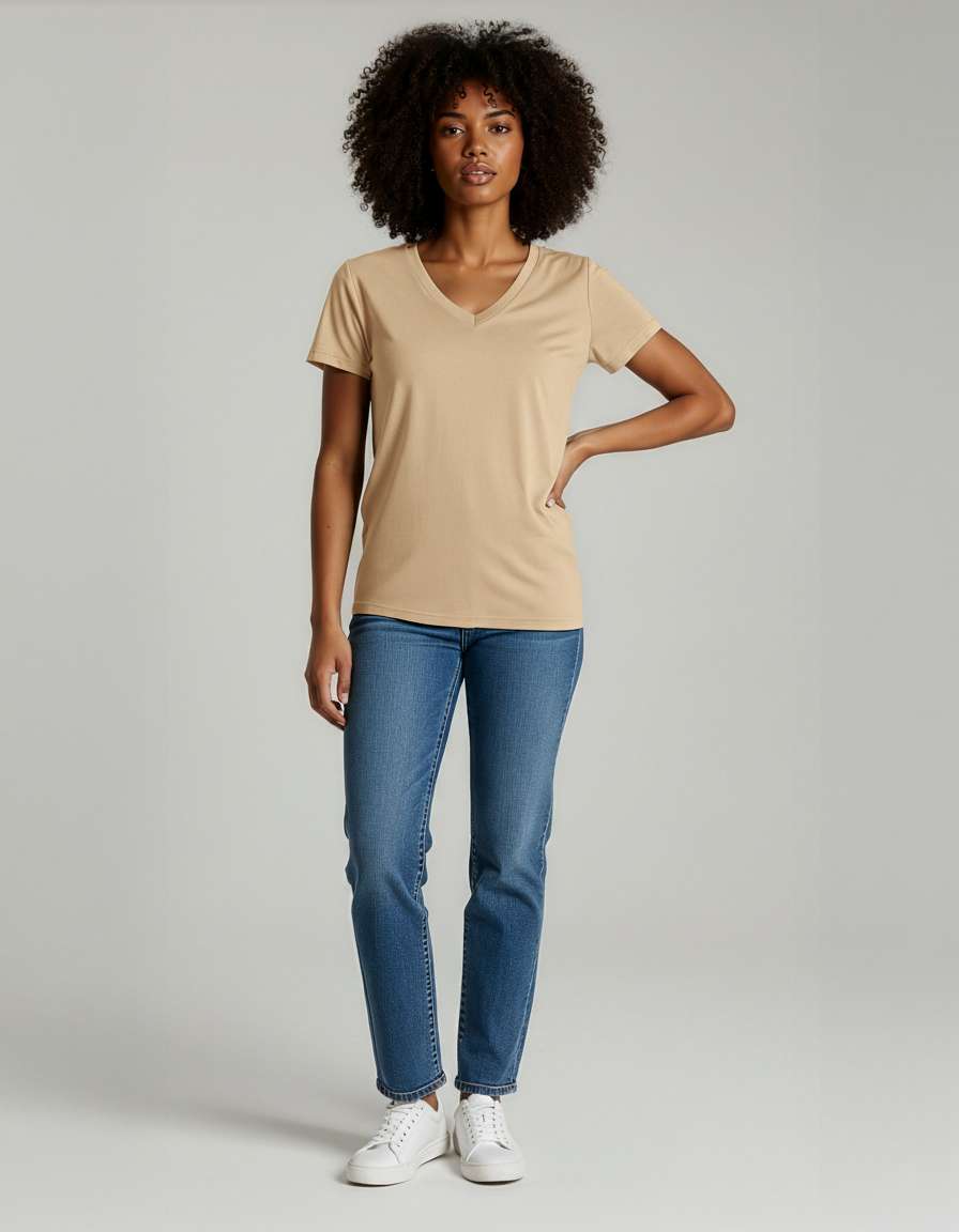 4 Pack: Women's Short-Sleeve V-Neck T-Shirt (Available in Plus Size)