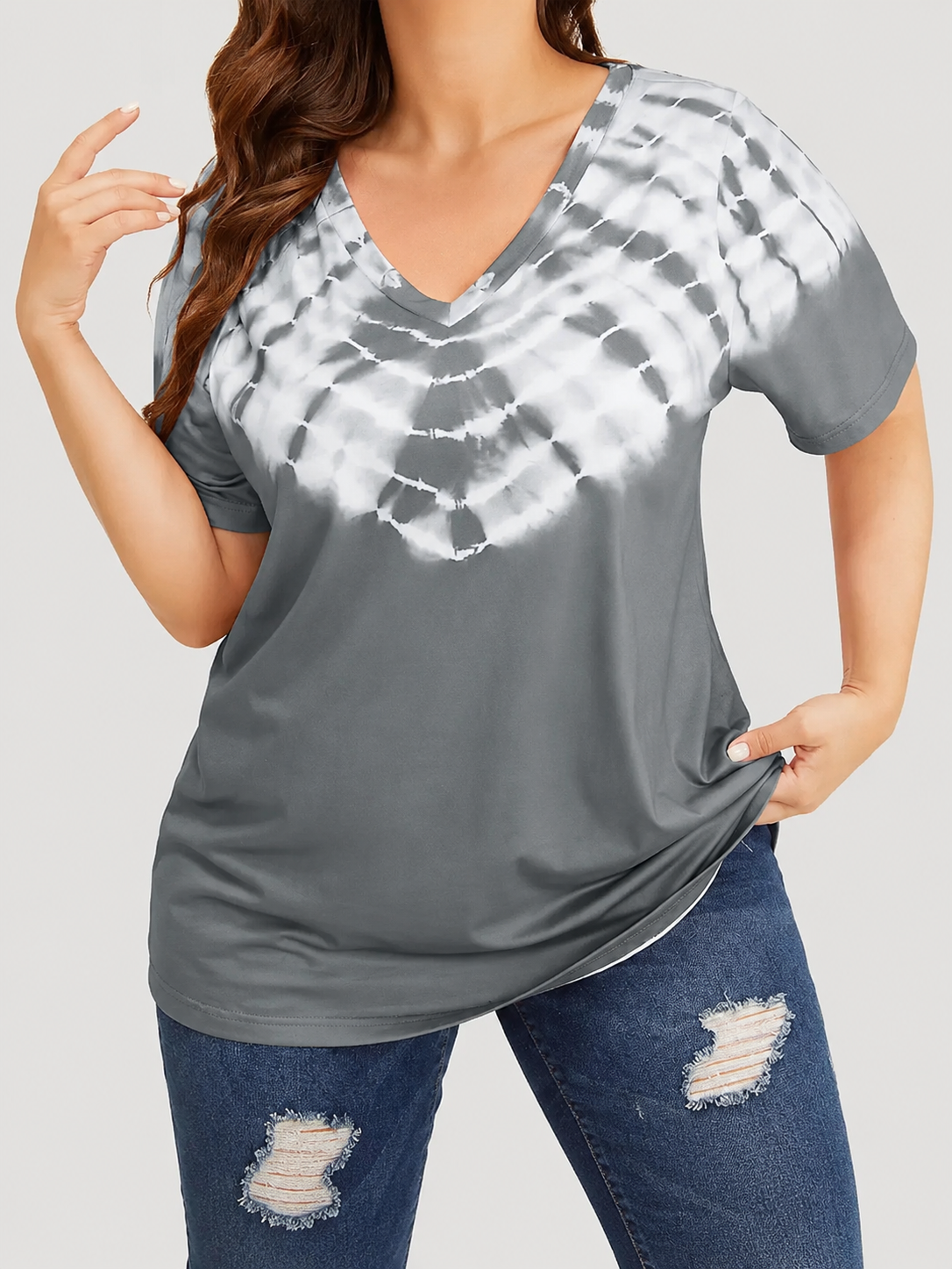 Plus Size Tie-Dye V-Neck Tees Bundle image 5