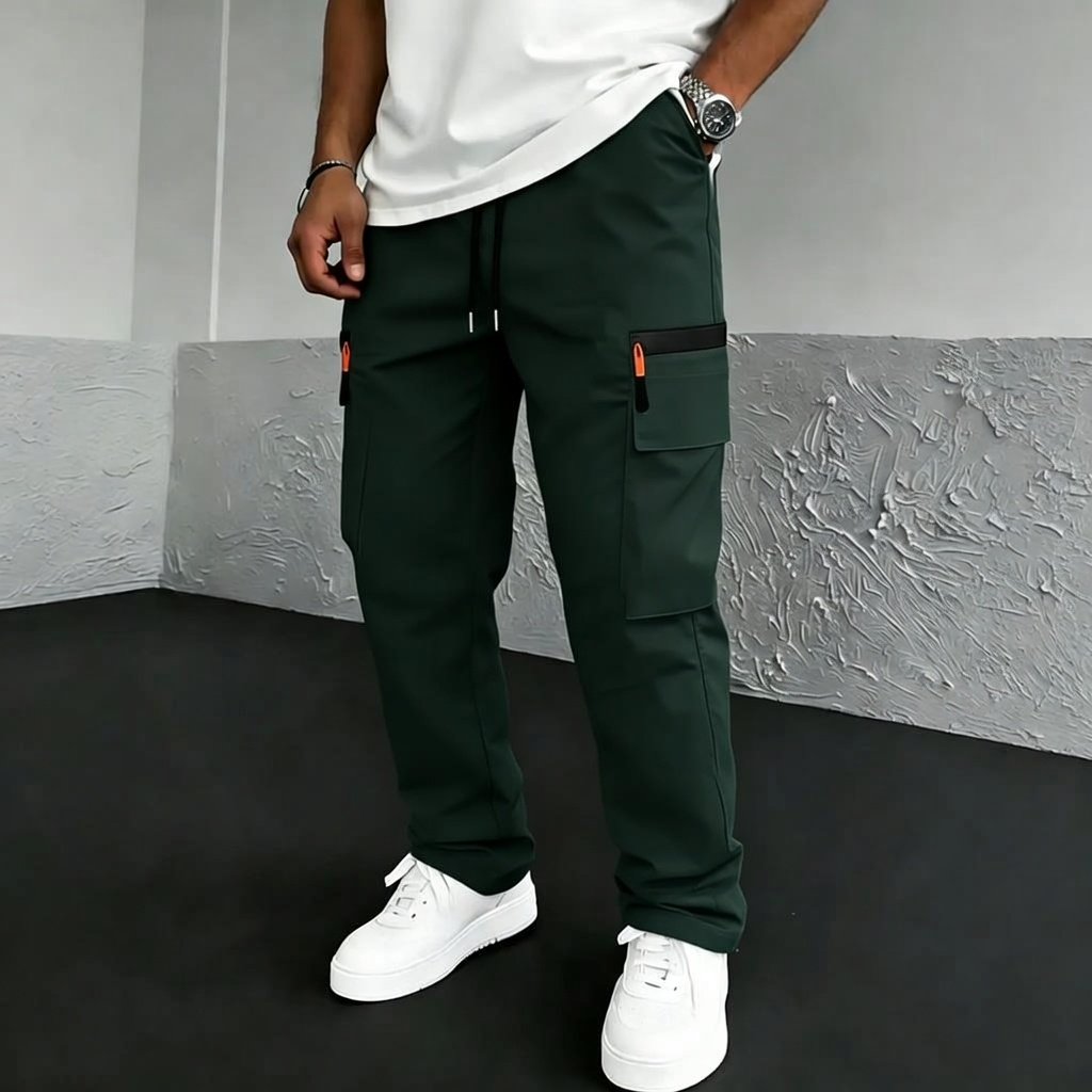Men's Tactical Work Pants Multi-Pack Decorative zipper, includes other large pockets, no rear pockets
