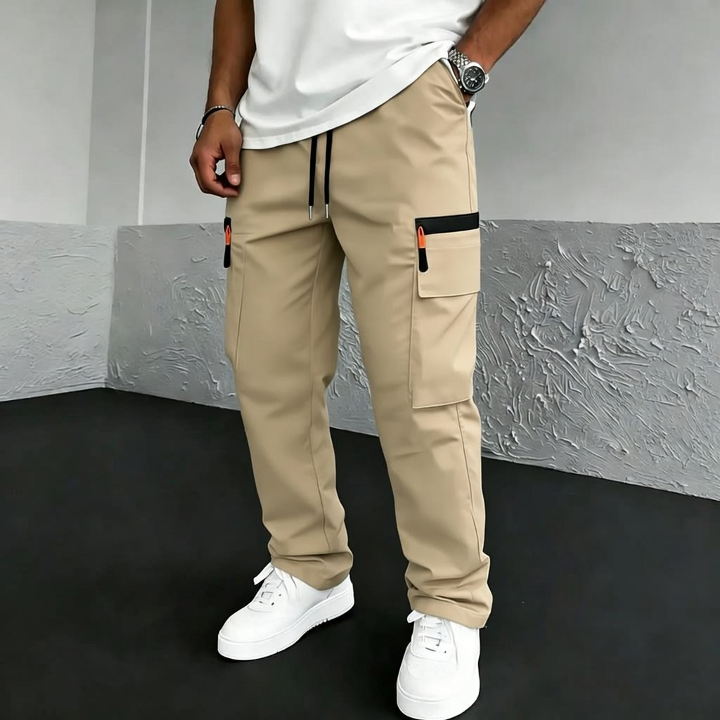 Men's Tactical Work Pants Multi-Pack Decorative zipper, includes other large pockets, no rear pockets