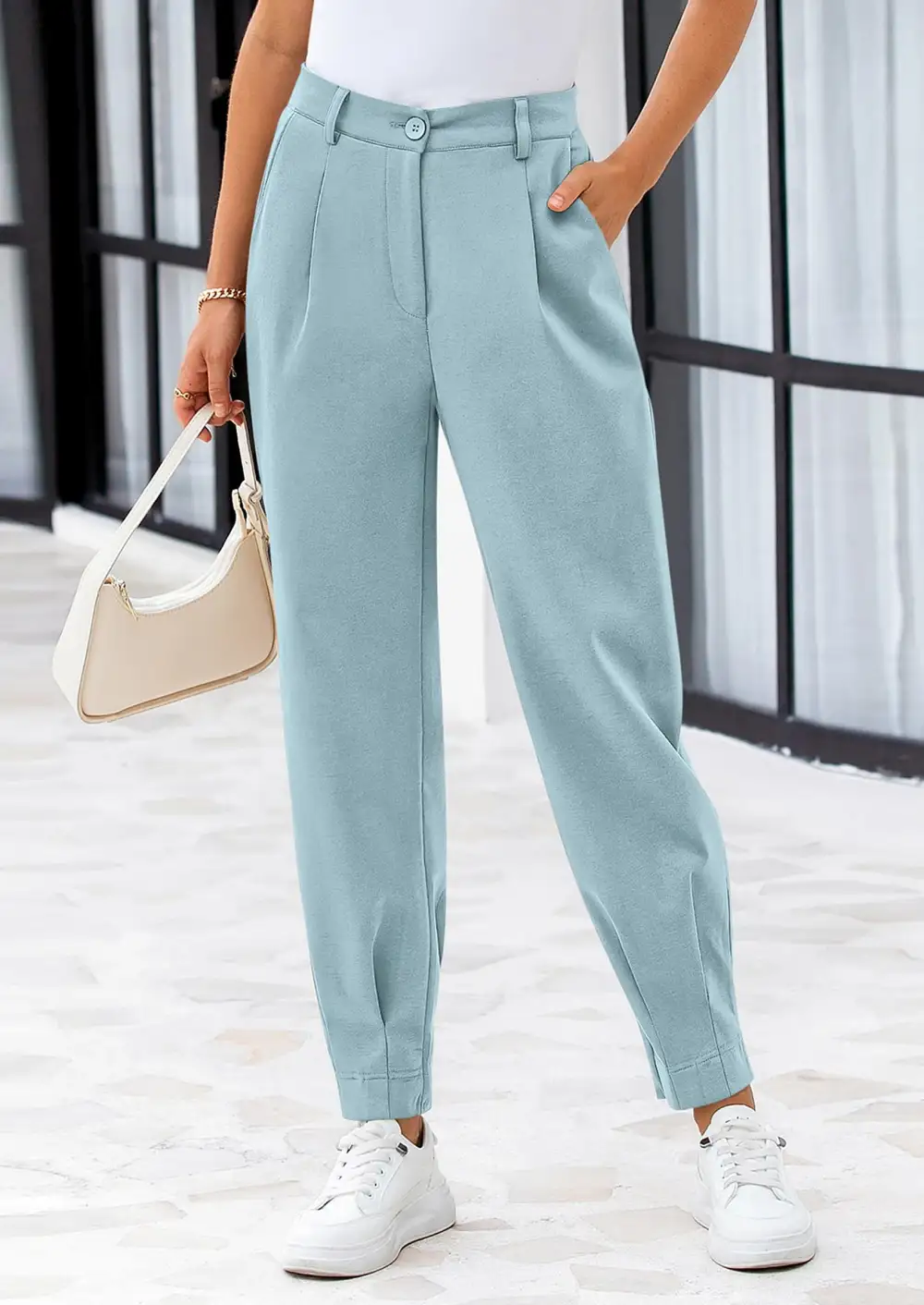 Womens DressPants Business Casual Trendy HighWaisted Ankle Length DressyTrousers Slacks Work Clothes