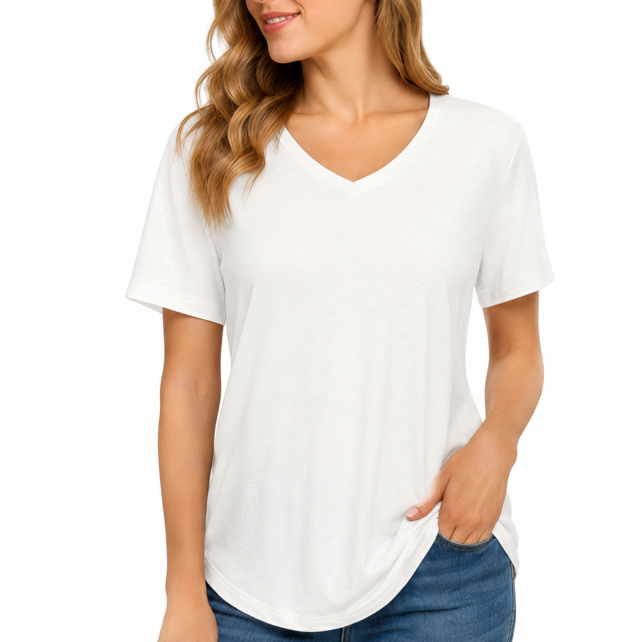 4 Pack V Neck T Shirts for Women Basic Tees Casual Short Sleeve Shirts Loose Fit Plus Size Tops Plain Summer Clothes