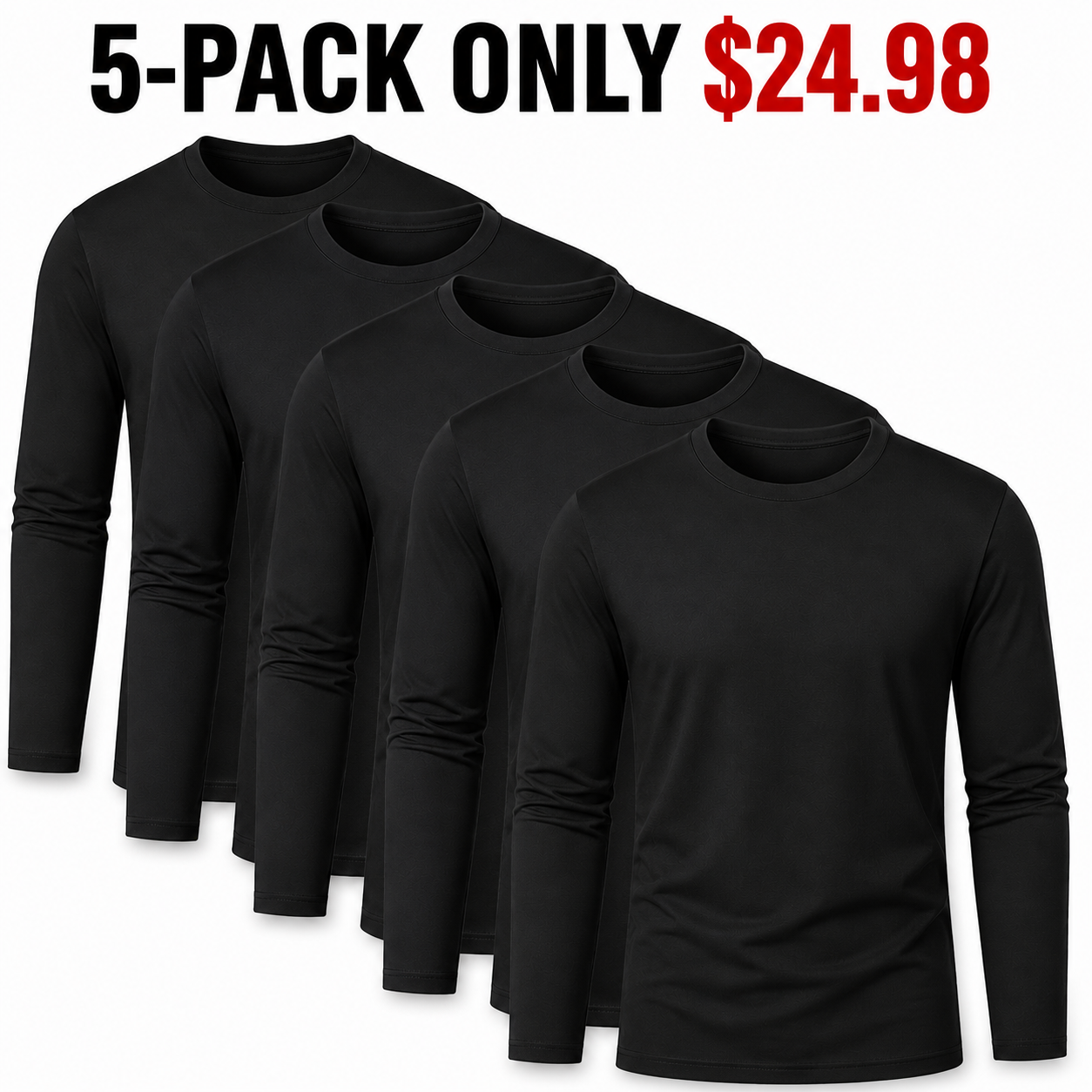 Men's Long Sleeve Casual Round Neck Tee - Regular Fit