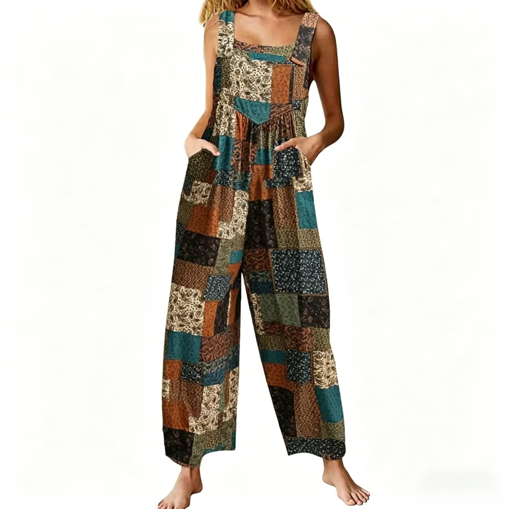 ⚡FINAL SALE⚡Patchwork Bohemian Pocket Jumpsuit