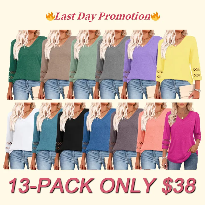 2026 Women's Trendy V-Neck T-Shirt with 3/4 Sleeves - Stylish & Comfortable Top