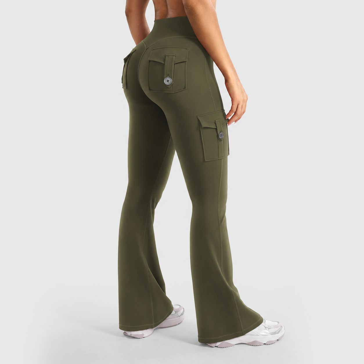💥 8 Pack Only $24 | Women's Cargo Flare Leggings with Pockets 👖 High Waisted Hidden Scrunch Yoga Workout Pants ✨ No Front Seam Fitness Leggings