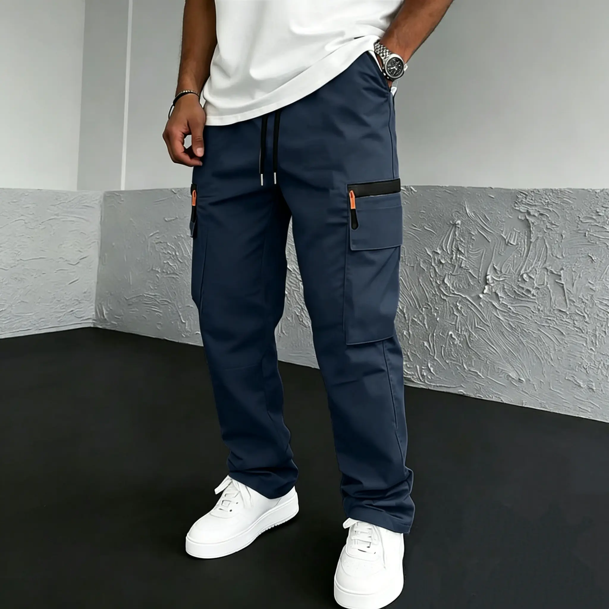 Men's Tactical Work Pants Multi-Pack Decorative zipper, includes other large pockets, no rear pockets