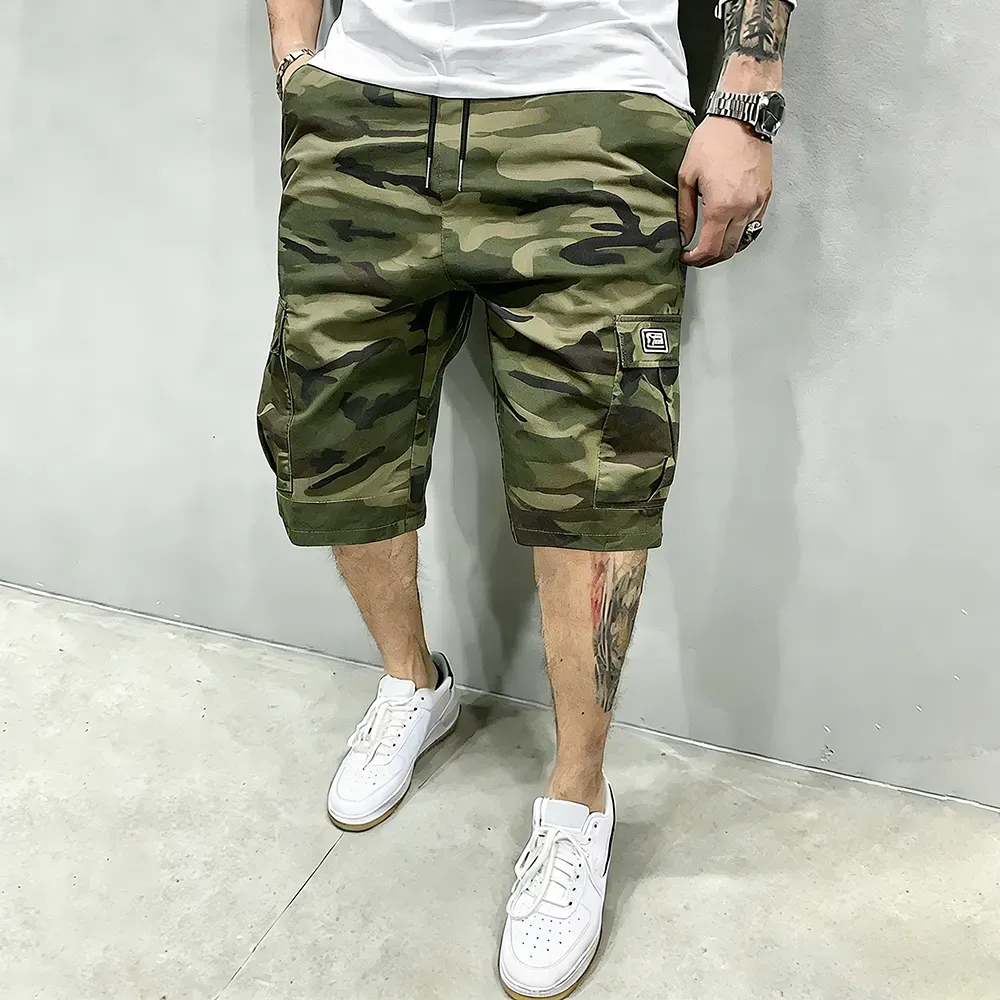 Men's Pockets Drawstring Cargo Shorts