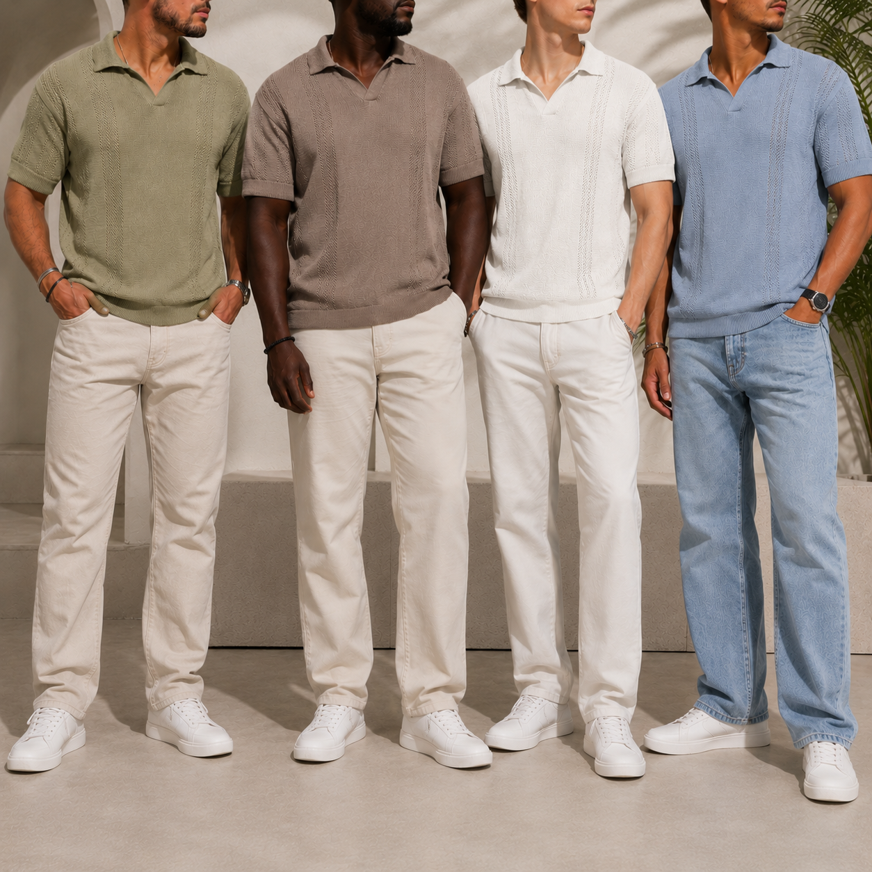 Men's Textured Knit Polo 8-Pack and 16-Pack Set