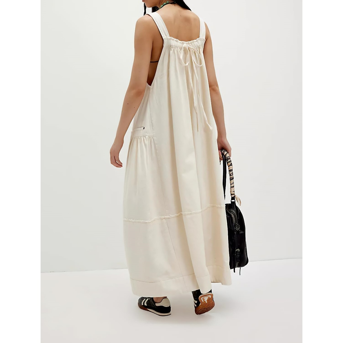 Sleeveless Strappy Maxi Dress with Big Pockets & Adjustable Straps