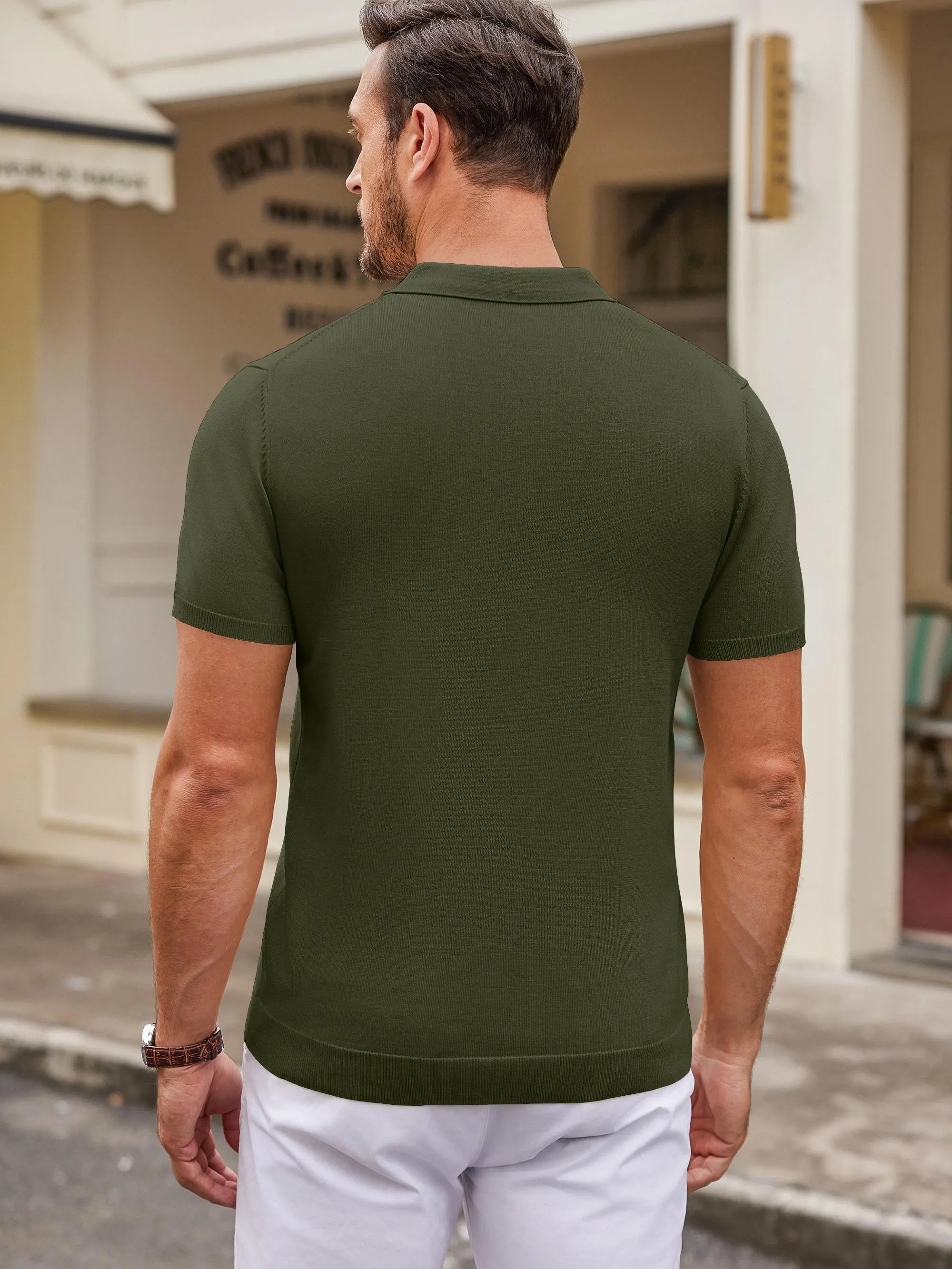 COOFANDY Men's Knit Polo Shirt - Casual Short Sleeve