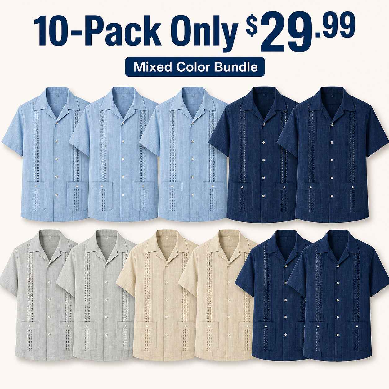 COOFANDY Men's Cuban Guayabera Shirt - Summer Linen Top