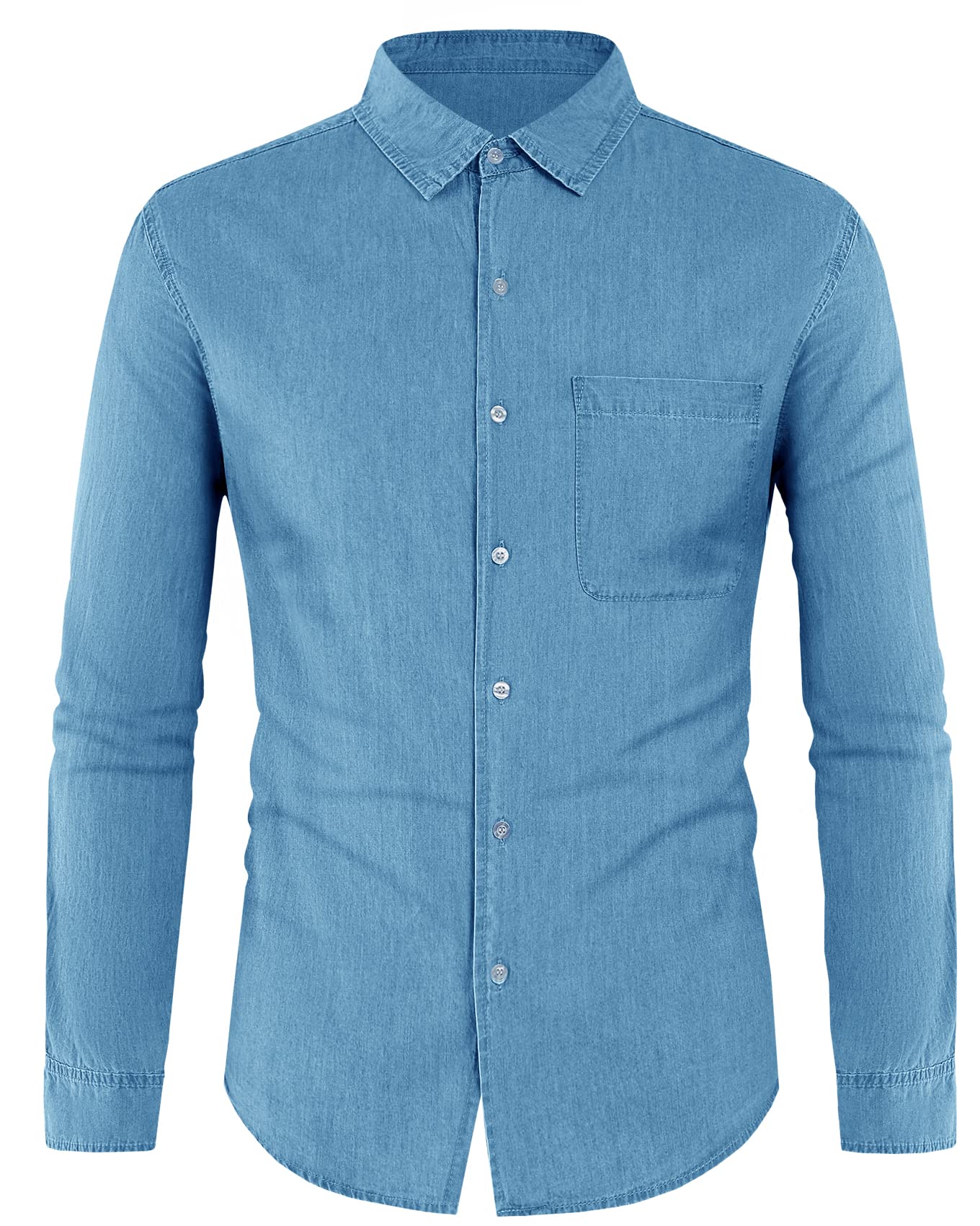 Front view of long sleeve button-down shirt